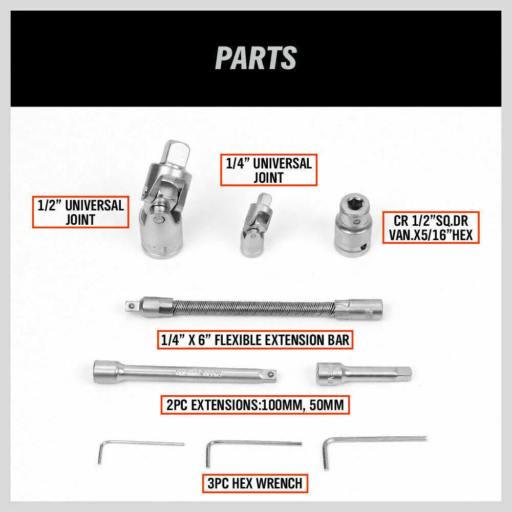 Socket Ratchet Wrench Set 94Pc Screwdriver Bits Extension
