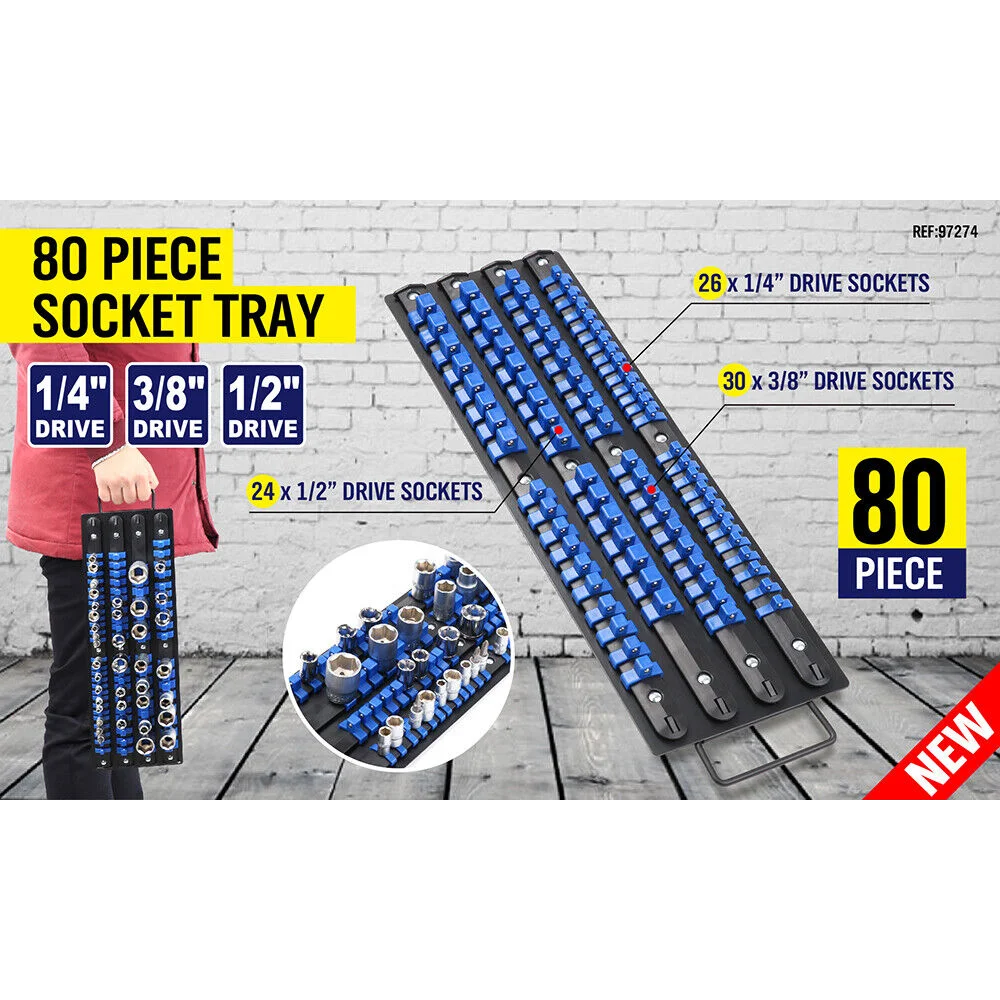 Socket Storage Rail Organizer 80 Mixed Ball Locking Holder