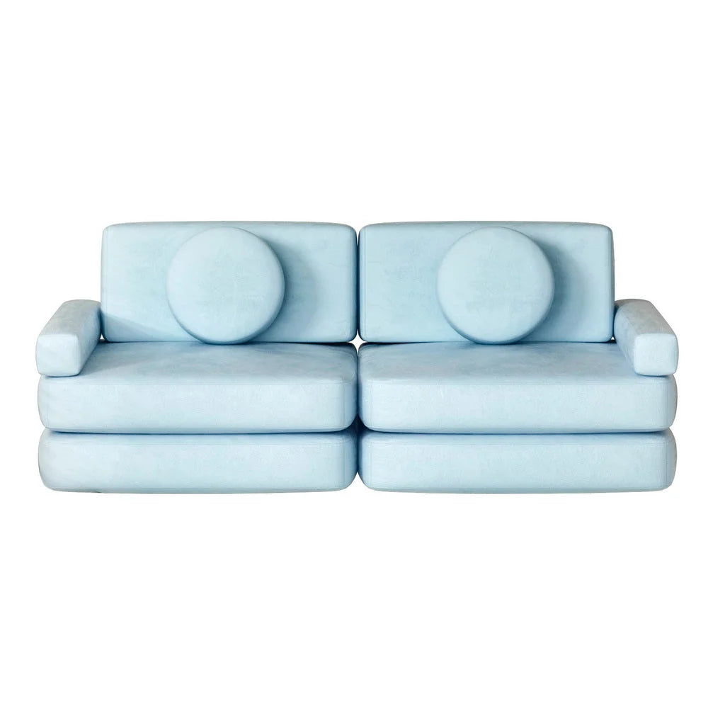 Sofa Bed 2 Seater Kid DIY Play Couch - Velvet Blue