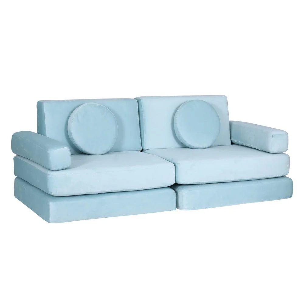 Sofa Bed 2 Seater Kid DIY Play Couch - Velvet Blue