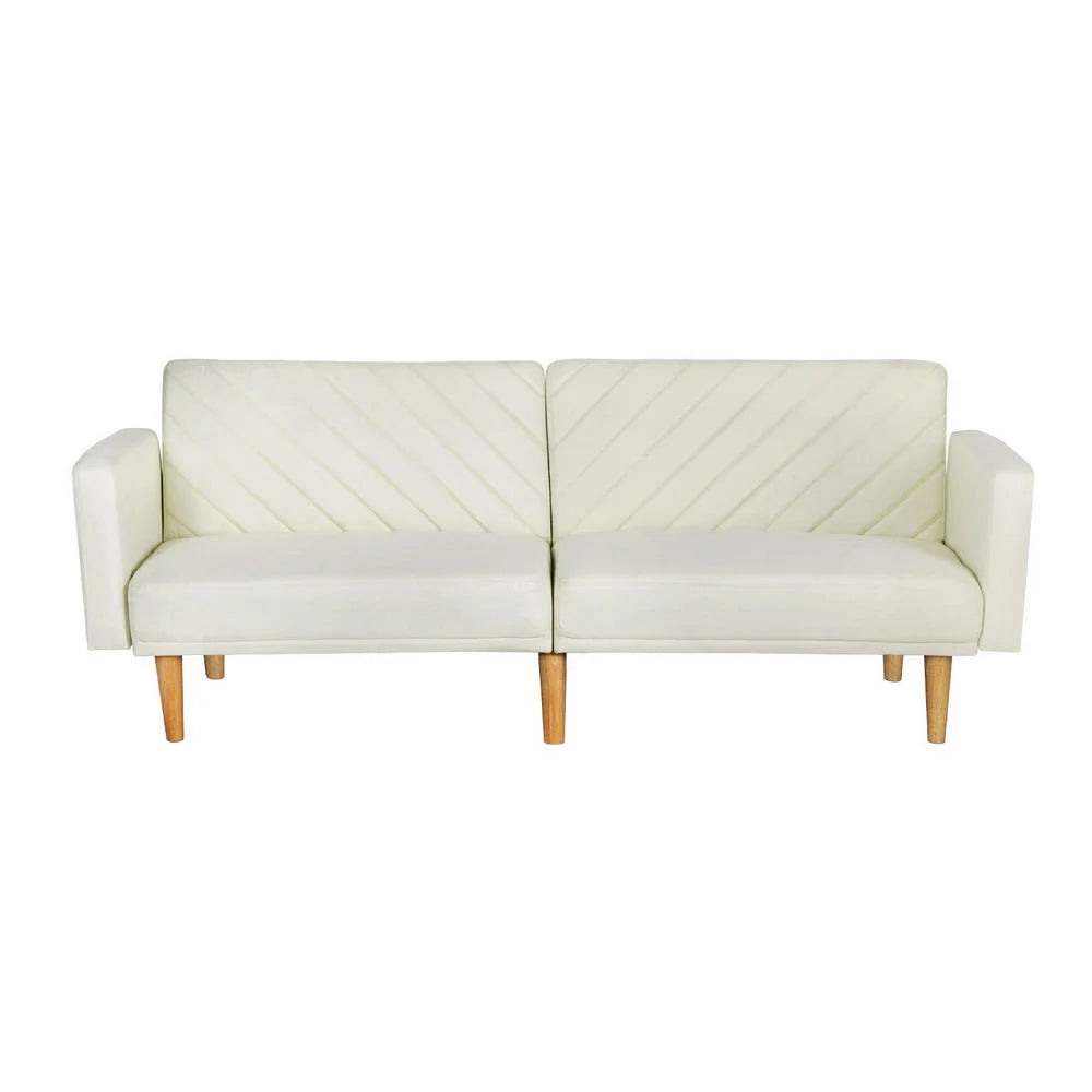 Sofa Bed 3-Seater Tilted Faux - Beige - Furniture
