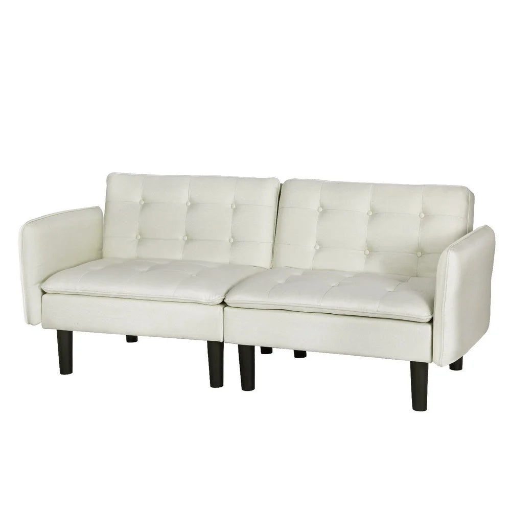 Sofa Bed 3 Seater Tufted Faux