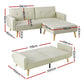 Sofa Bed Ottoman 3 Seater Faux Linen - Beige - Furniture