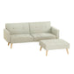 Sofa Bed Ottoman 3 Seater Faux Linen - Beige - Furniture