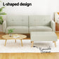 Sofa Bed Ottoman 3 Seater Faux Linen - Beige - Furniture