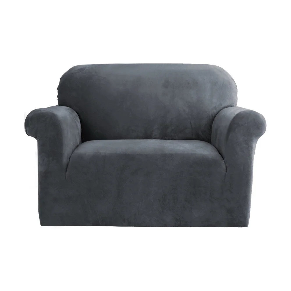 Grey sofa cover couch with covers seater velvet plush