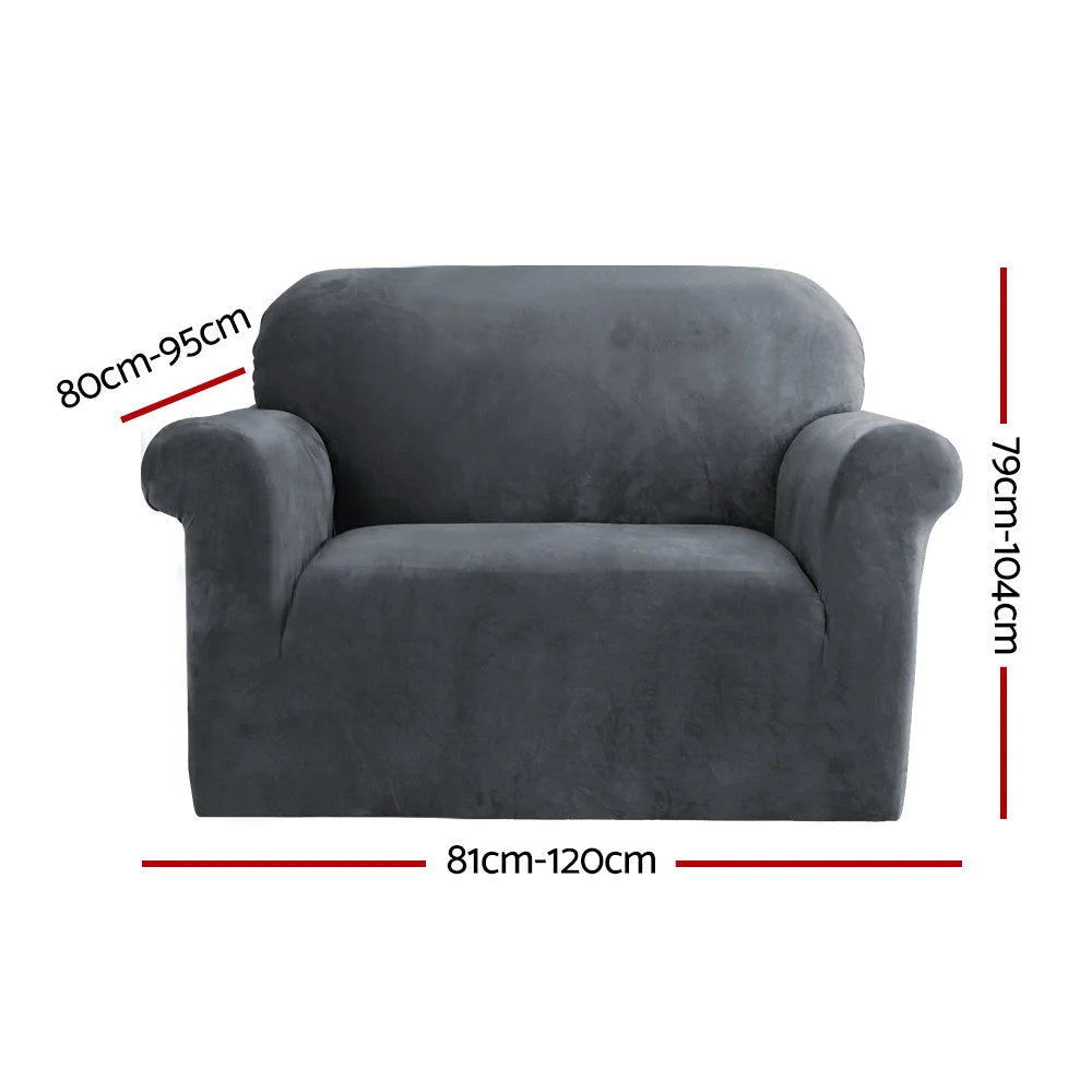 Sofa Cover Couch Covers 1 Seater Velvet grey 876