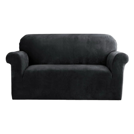 Sofa Cover Couch Covers 2 Seater Velvet black 424