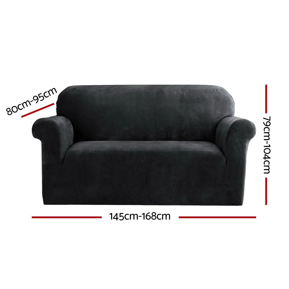 Sofa Cover Couch Covers 2 with Seater Velvet Black