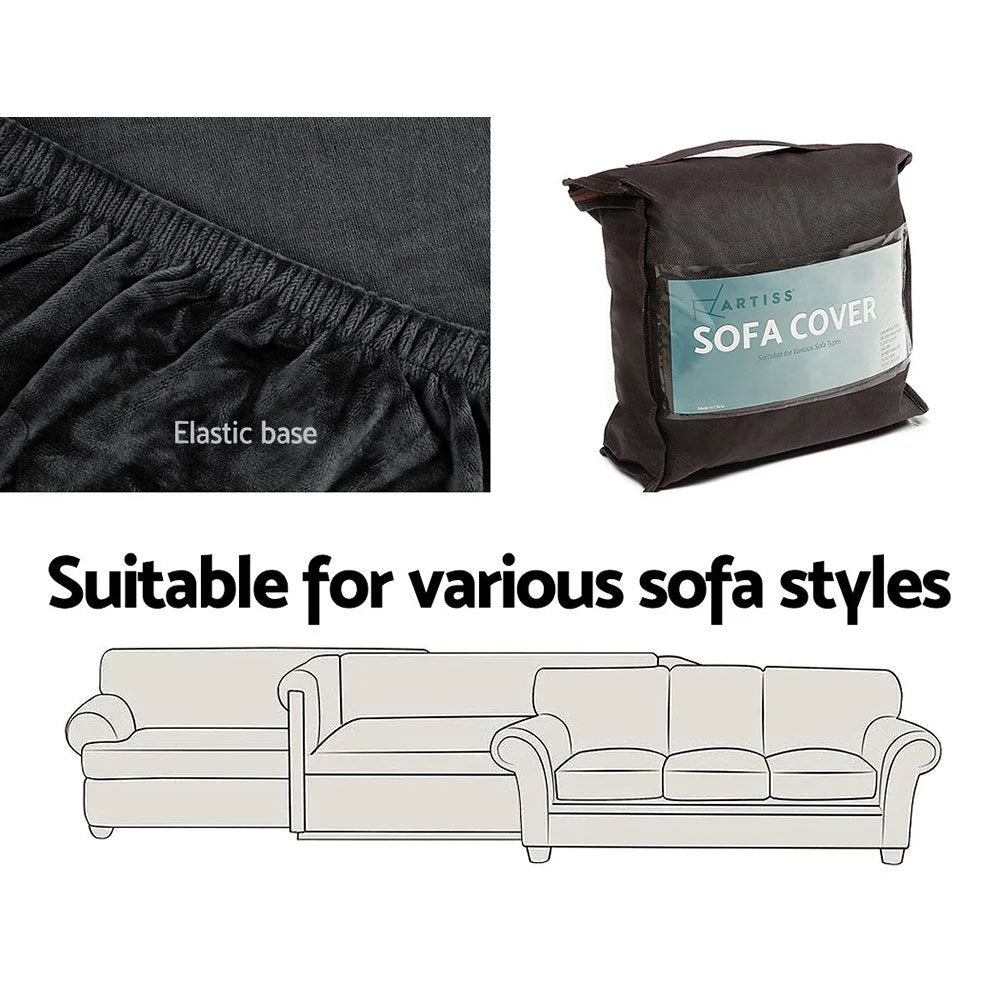 Sofa Cover Couch Covers 2 Seater Velvet black 590