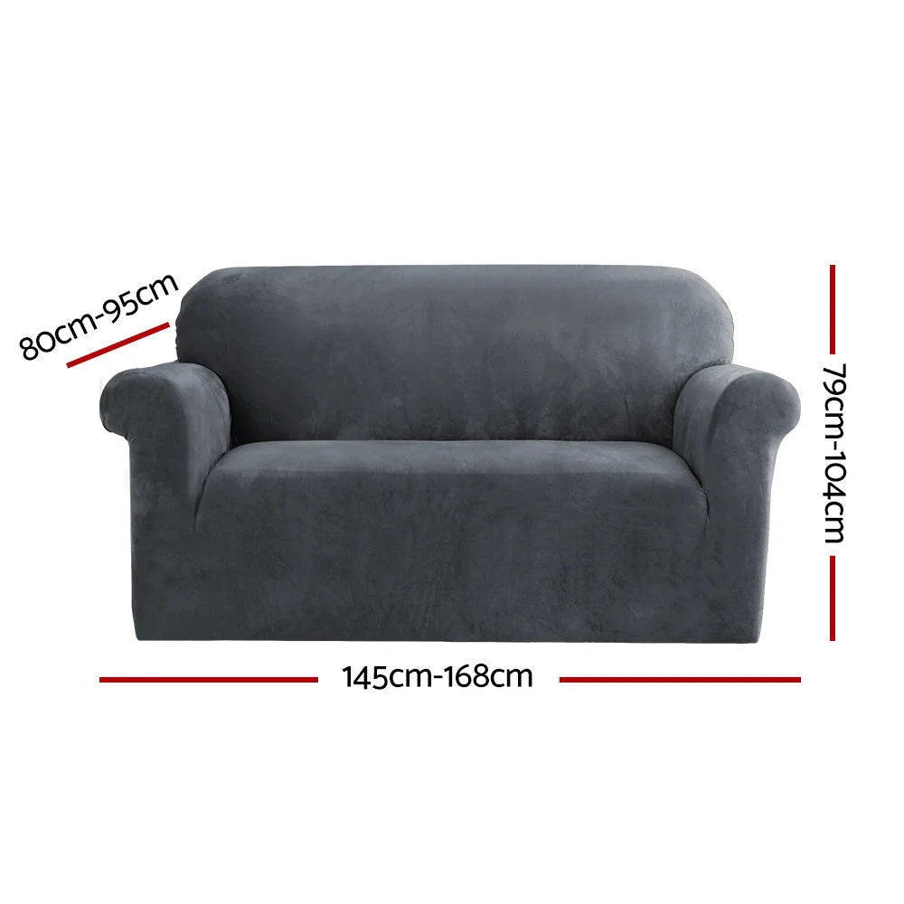 Grey velvet sofa cover couch with cover fabric and edge stitching