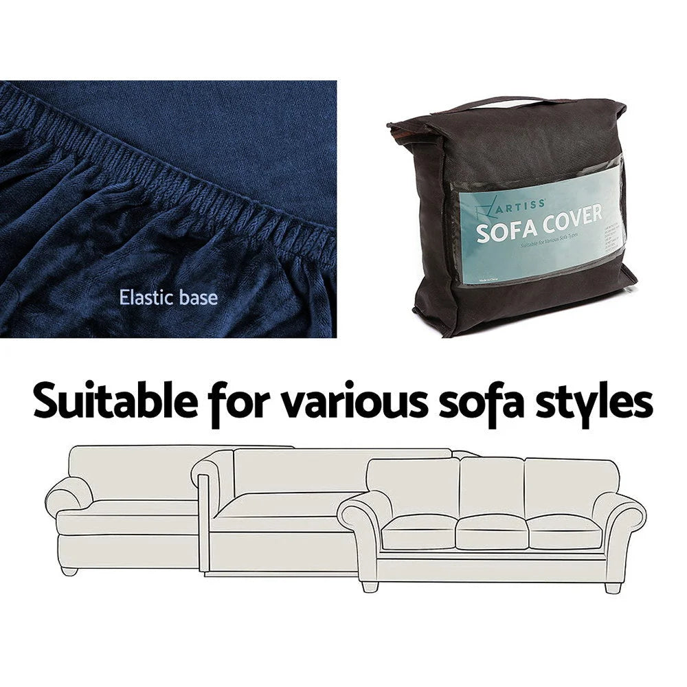 Sofa Cover Couch Covers 2 Seater Velvet sapphire 207
