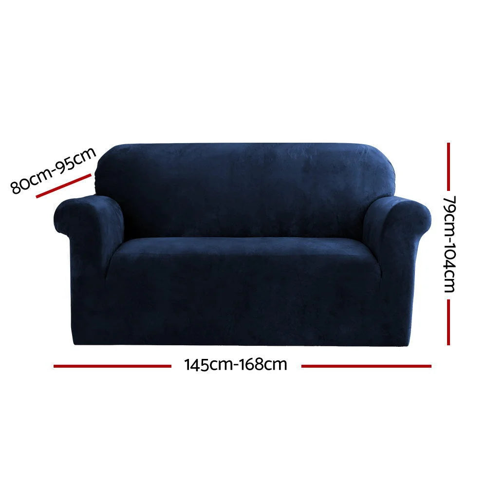 Sofa Cover Couch Covers 2 Seater Velvet sapphire 454