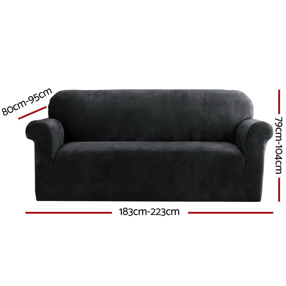Sofa Cover Couch Covers 3 with Seater Velvet Black