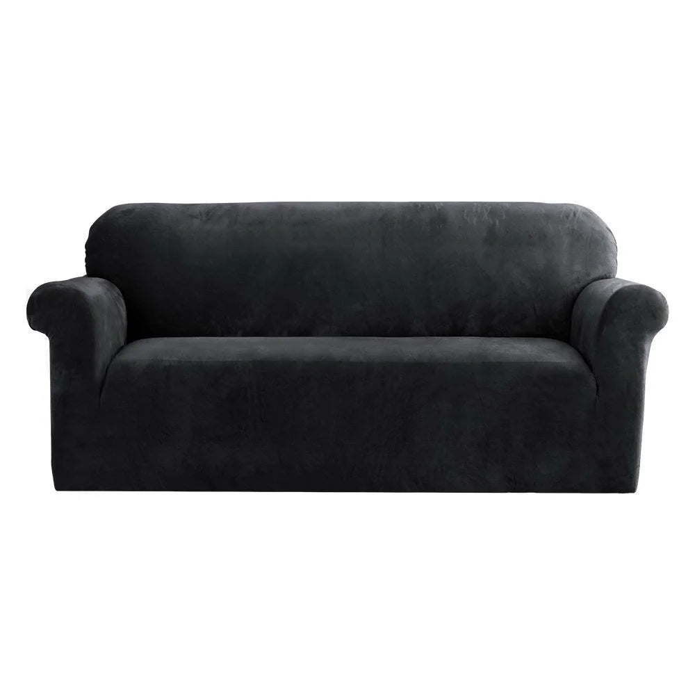 Sofa Cover Couch Covers 3 Seater Velvet black 878