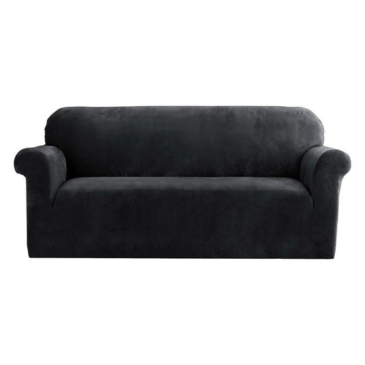 Sofa Cover Couch Covers 3 Seater Velvet black 878