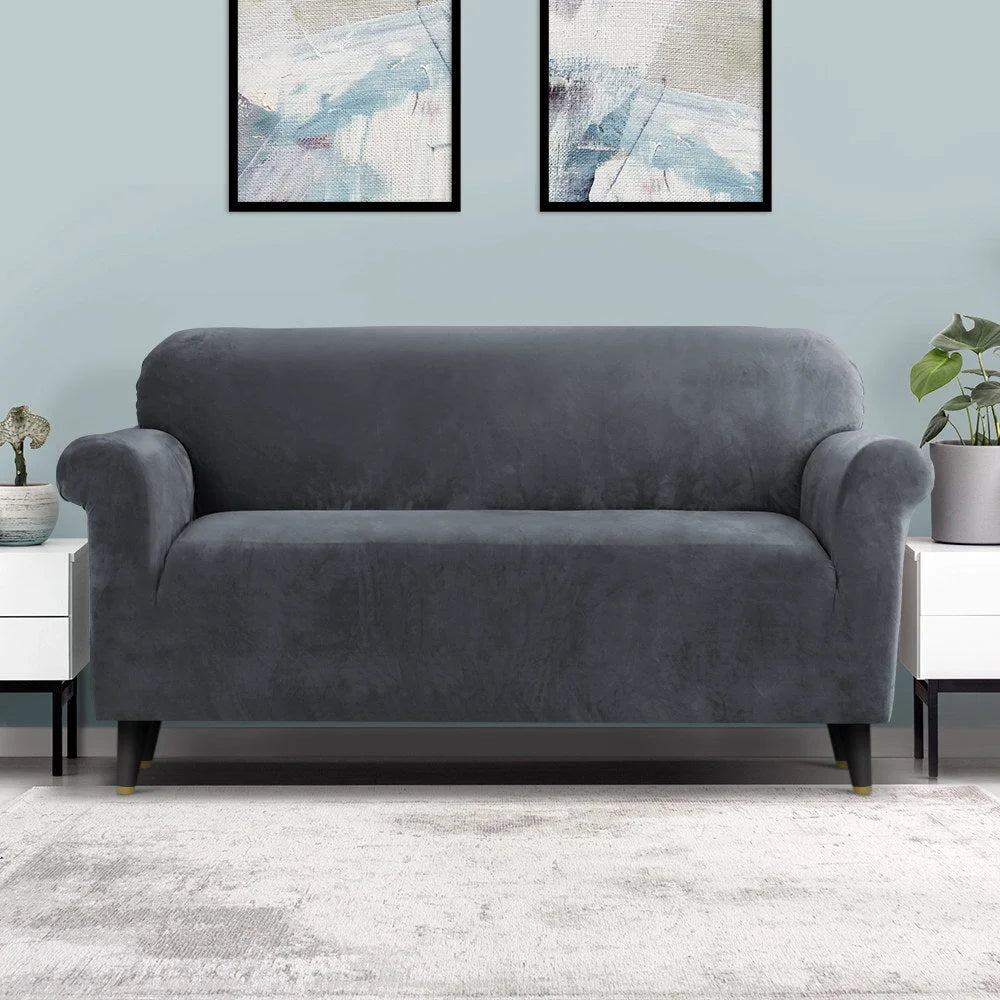 Sofa Cover Couch Covers 3 Seater Velvet grey 881