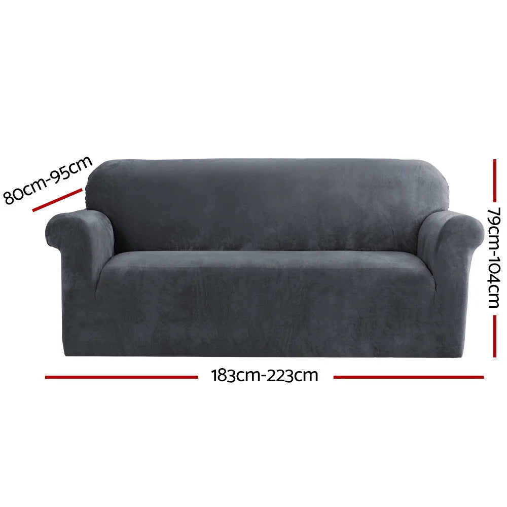 Sofa Cover Couch Covers 3 Seater Velvet grey 888