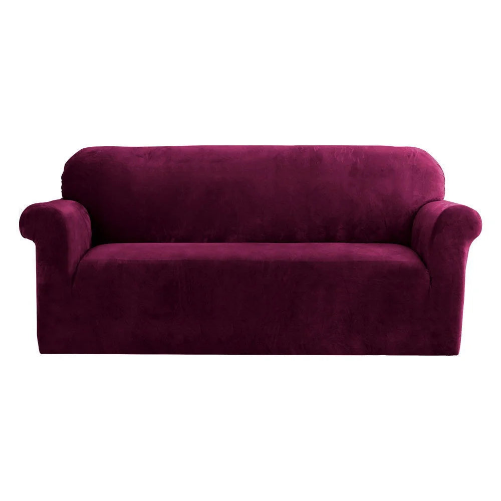 Sofa Cover Couch Covers 3 Seater Velvet Ruby