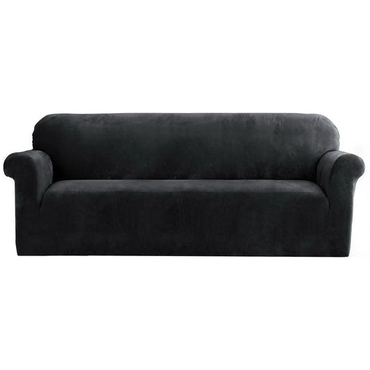 Black velvet sofa cover couch with cover fabric and edge stitching