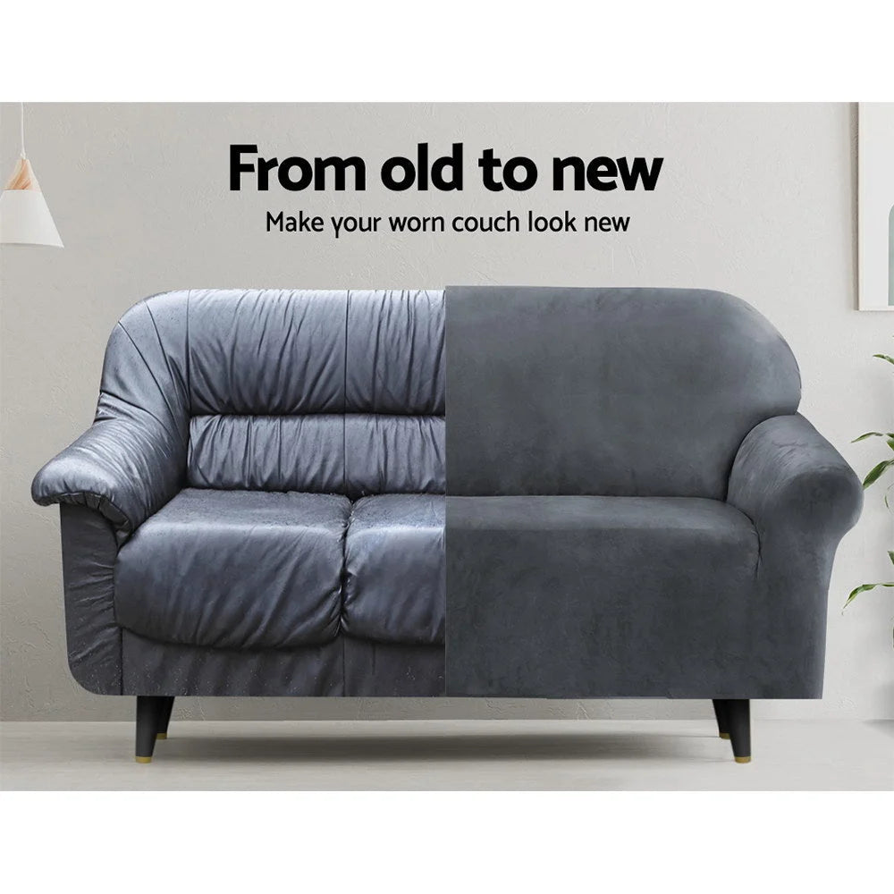 Sofa Cover Couch Covers 4 Seater Velvet grey 184
