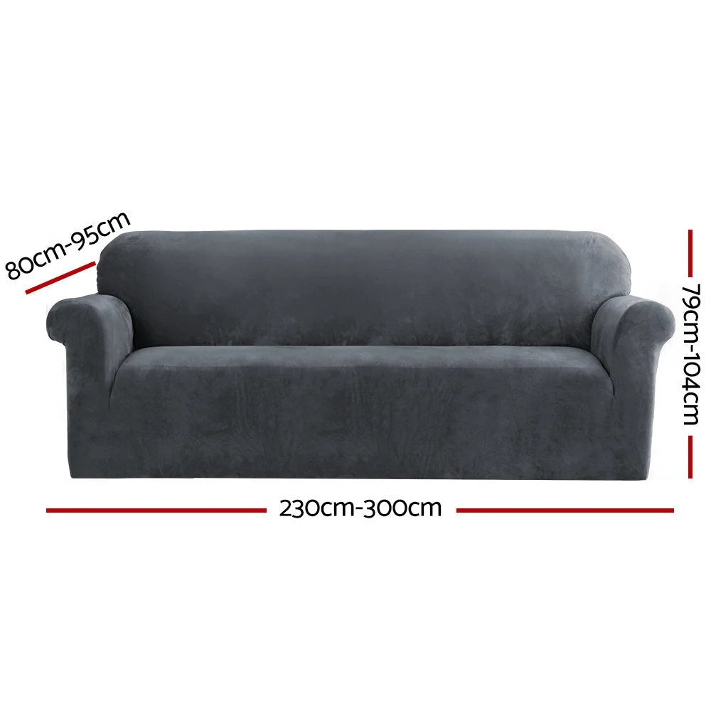 Sofa Cover Couch Covers 4 Seater Velvet grey 275