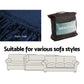Velvet sofa cover couch with caster wheels and side handle rail