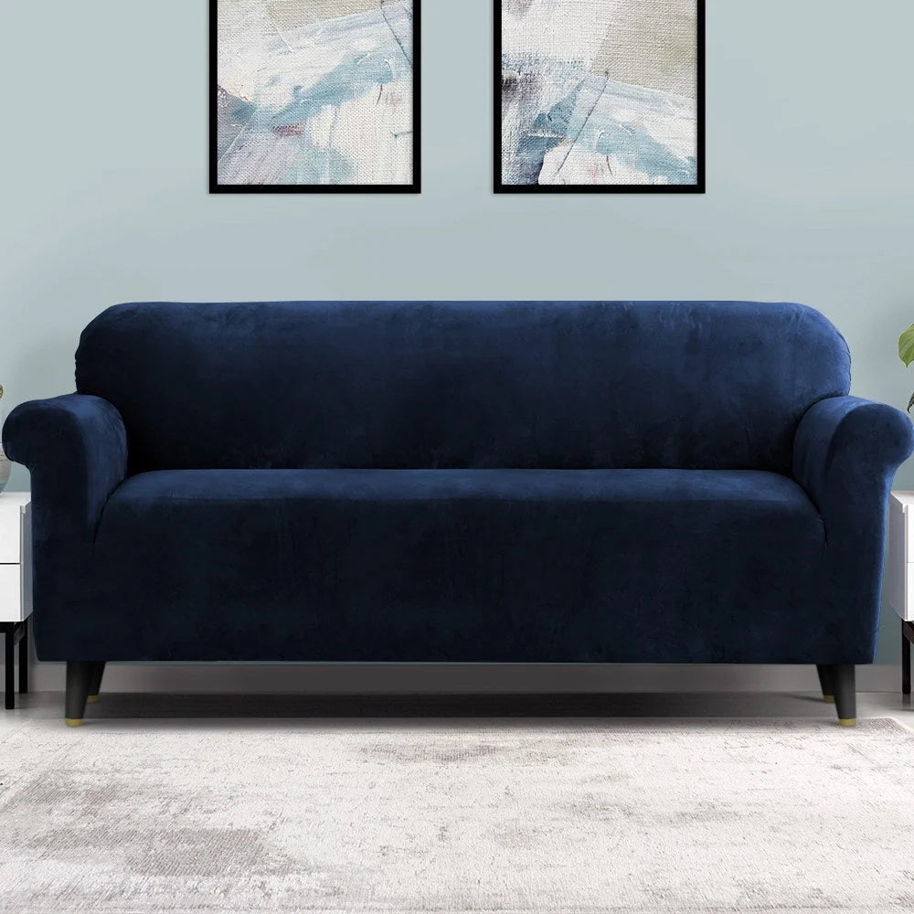 Velvet sofa cover couch with cover fabric and edge stitching