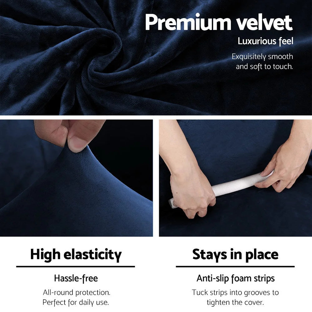 Sofa Cover Couch Covers 4 Seater Velvet sapphire 593