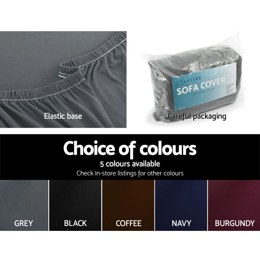 Sofa Cover Elastic Stretchable Couch Covers 2-Seater - Grey