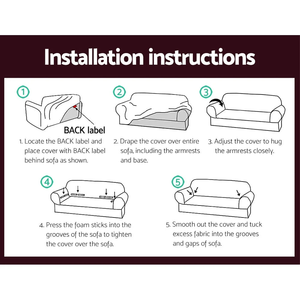 Sofa Cover Elastic Stretchable Couch Covers 3 Seater burgundy