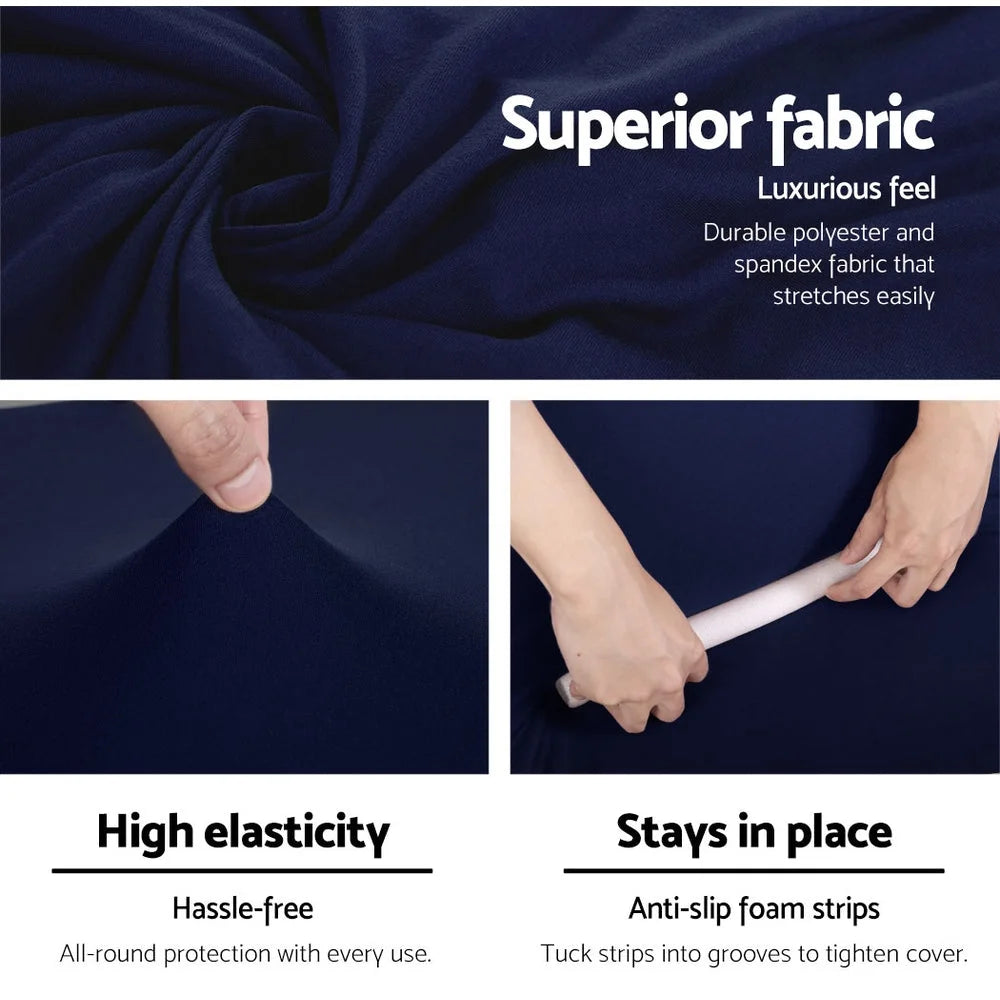 Navy sofa cover elastic with cover fabric and edge stitching