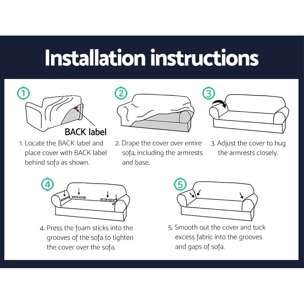 Sofa cover elastic with matching accessories and clear item layout