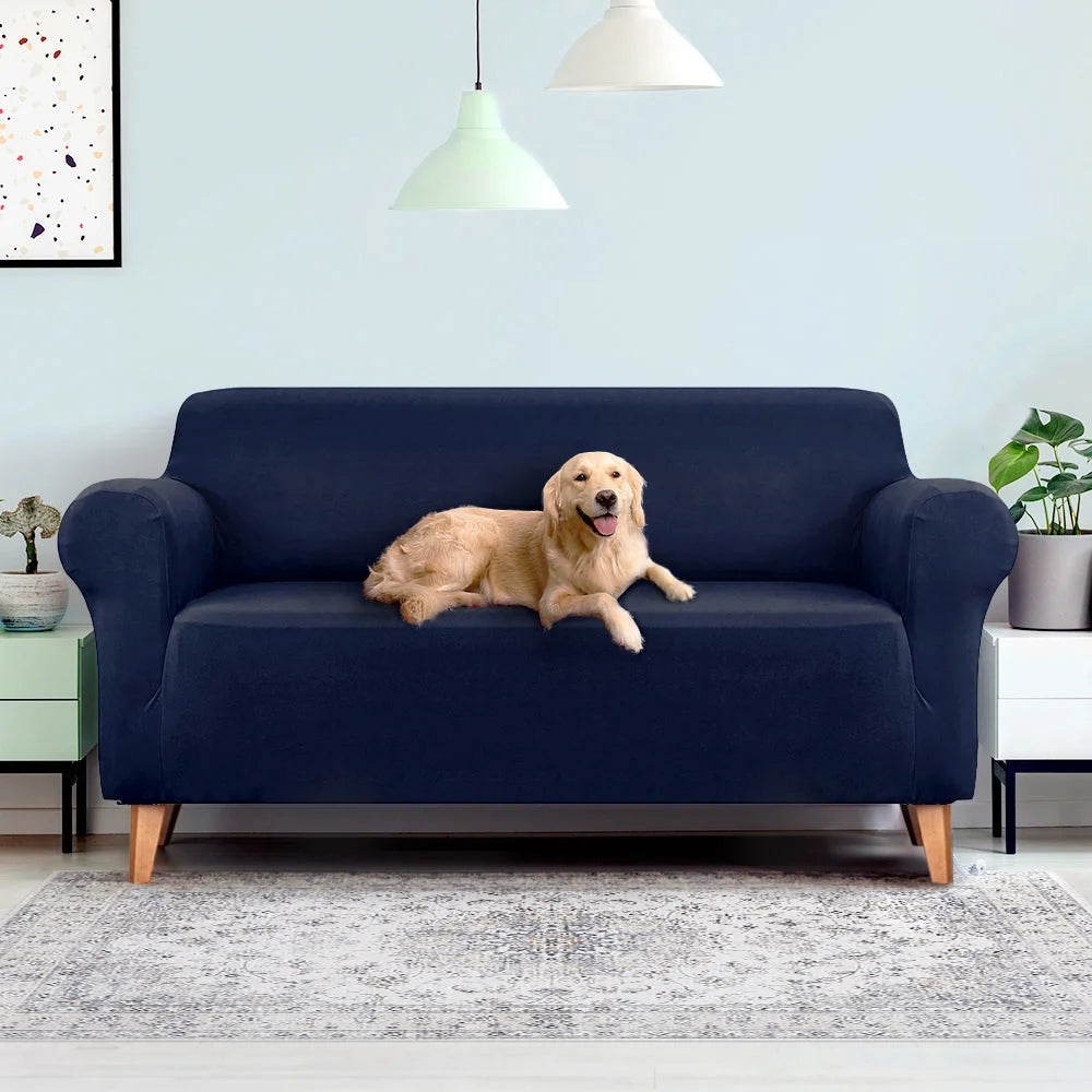 Navy sofa cover elastic with handles, panels and accessory pieces