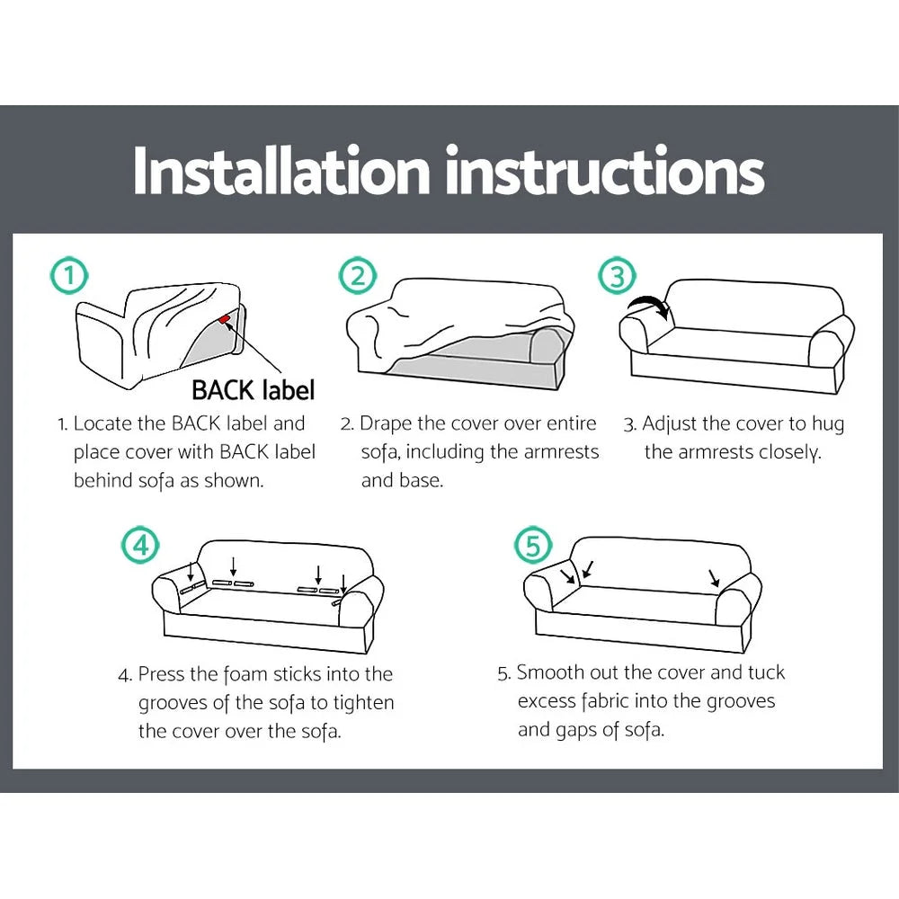 Sofa Cover Elastic Stretchable Couch Covers 4-Seater - Grey