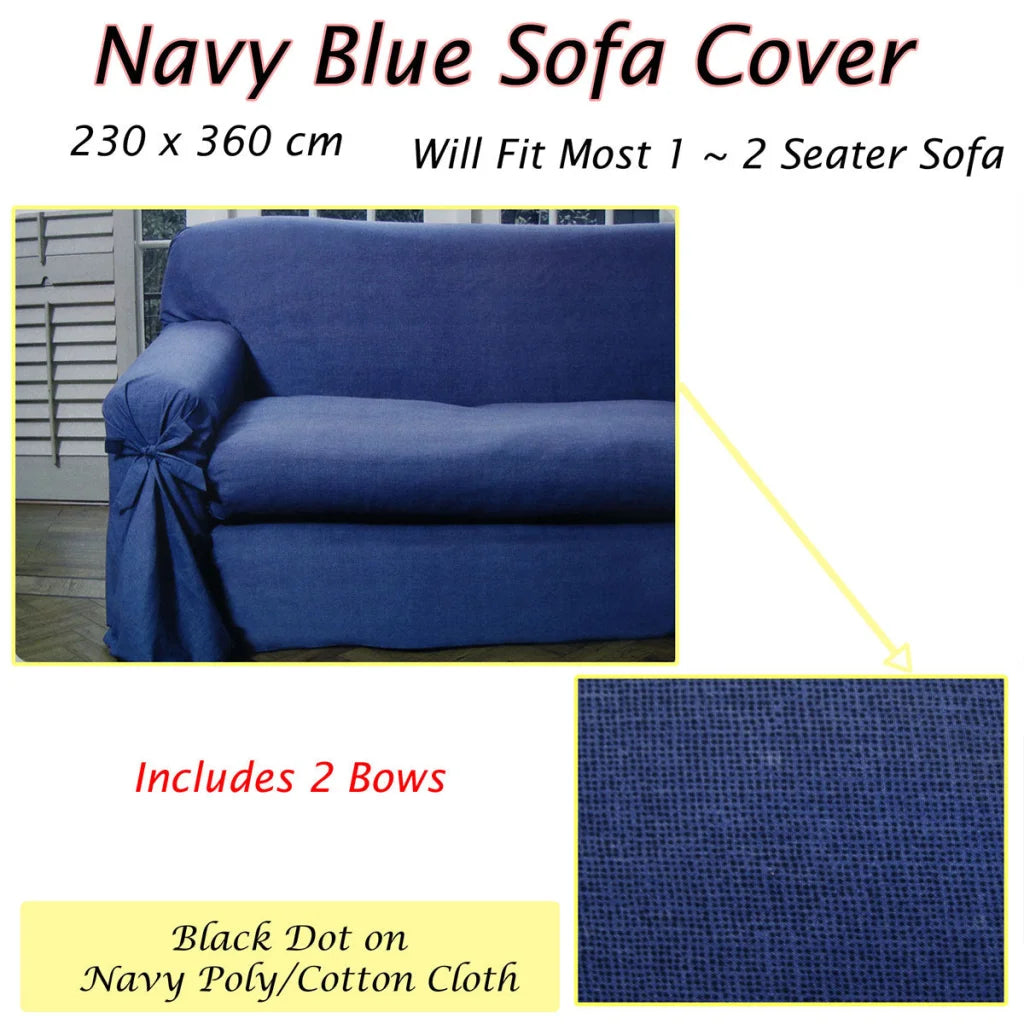 Sofa Cover Navy Blue Dots 1 to 2 Seater 230 X 360cm