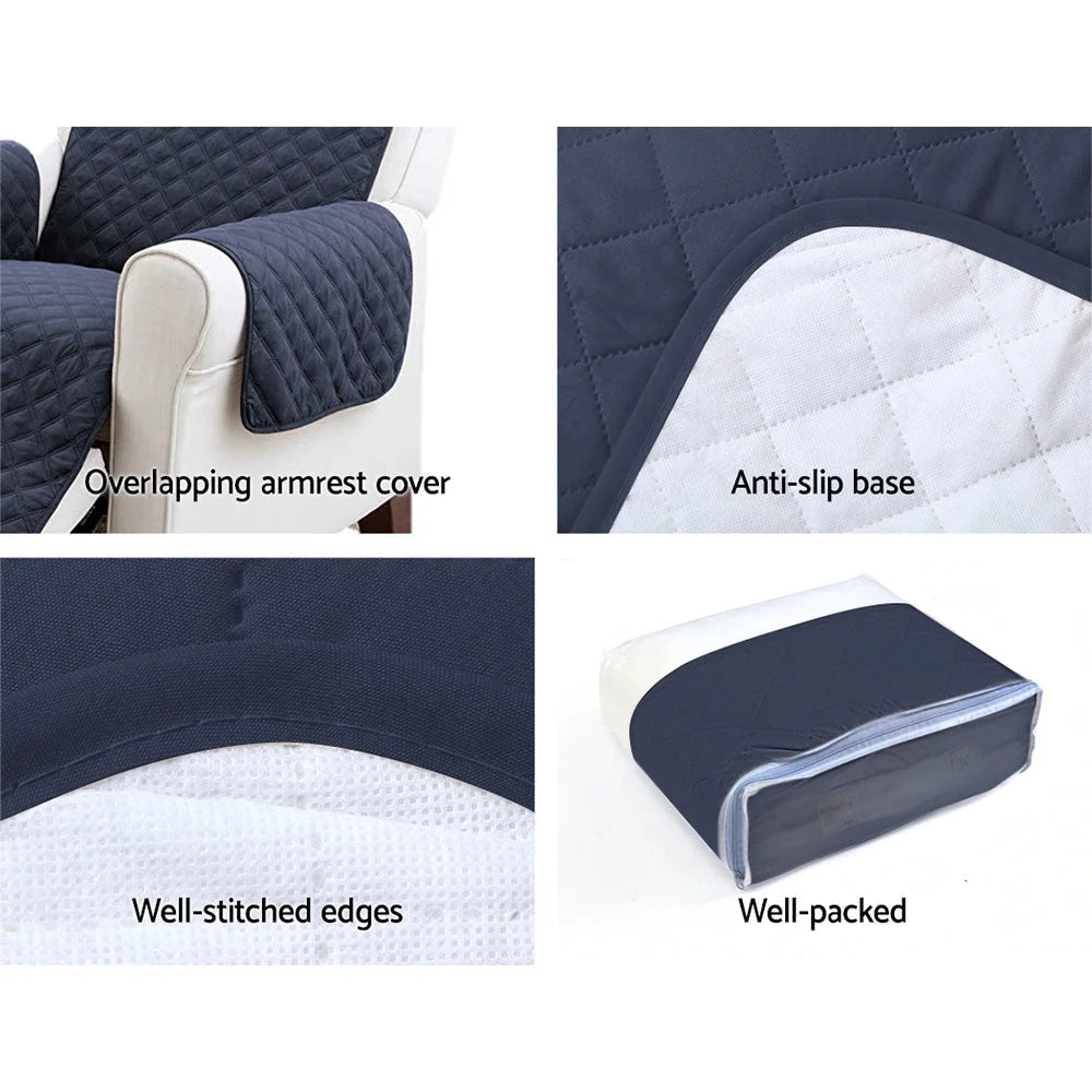 Sofa cover quilted with cover fabric and edge stitching