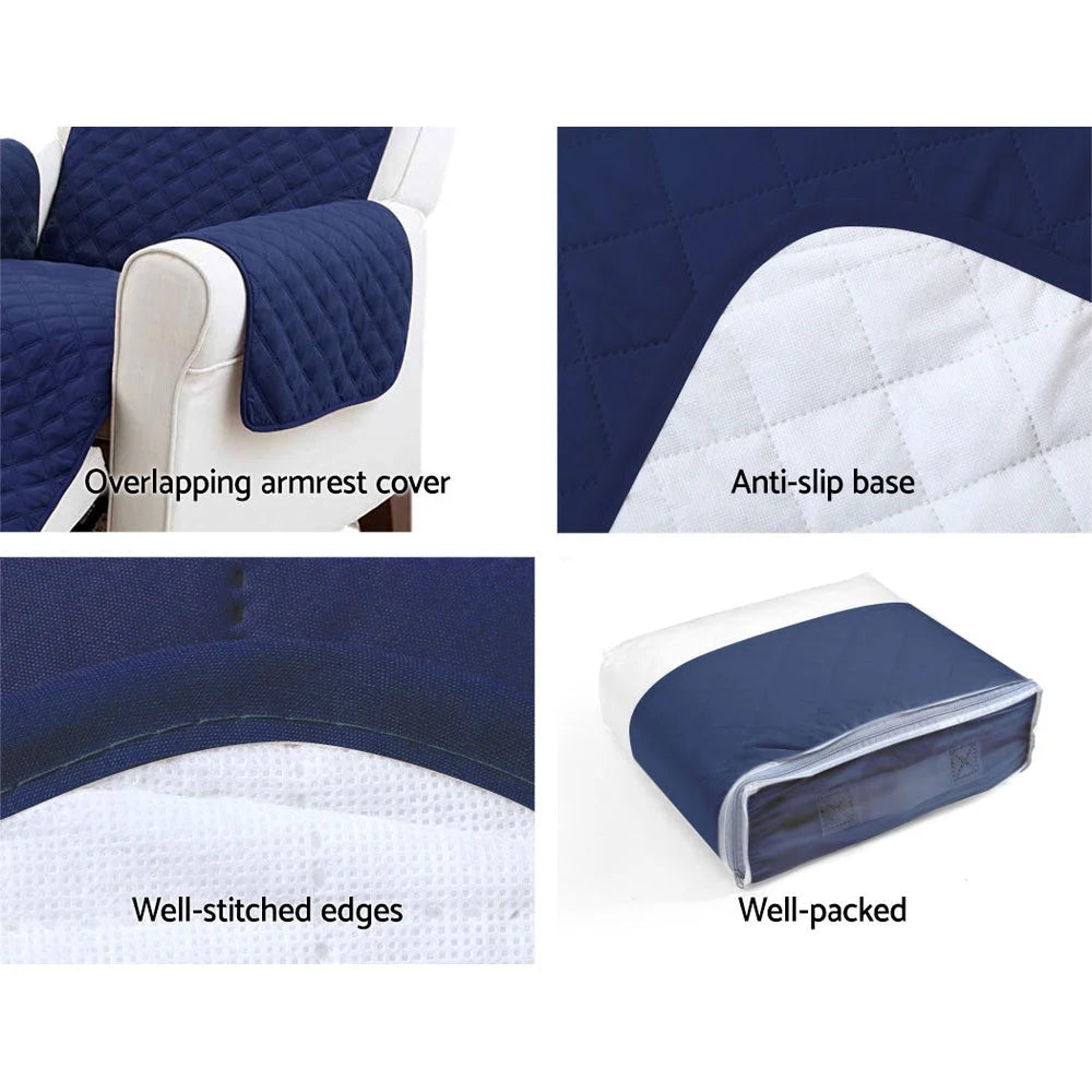 Sofa cover quilted with side edge stitching and layered fabric
