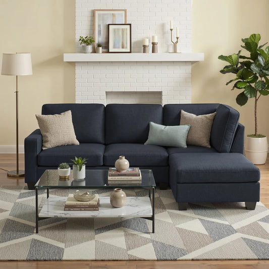 Sofa Lounge Set 4 Seater Chaise Chair Couch Fabric Dark Grey