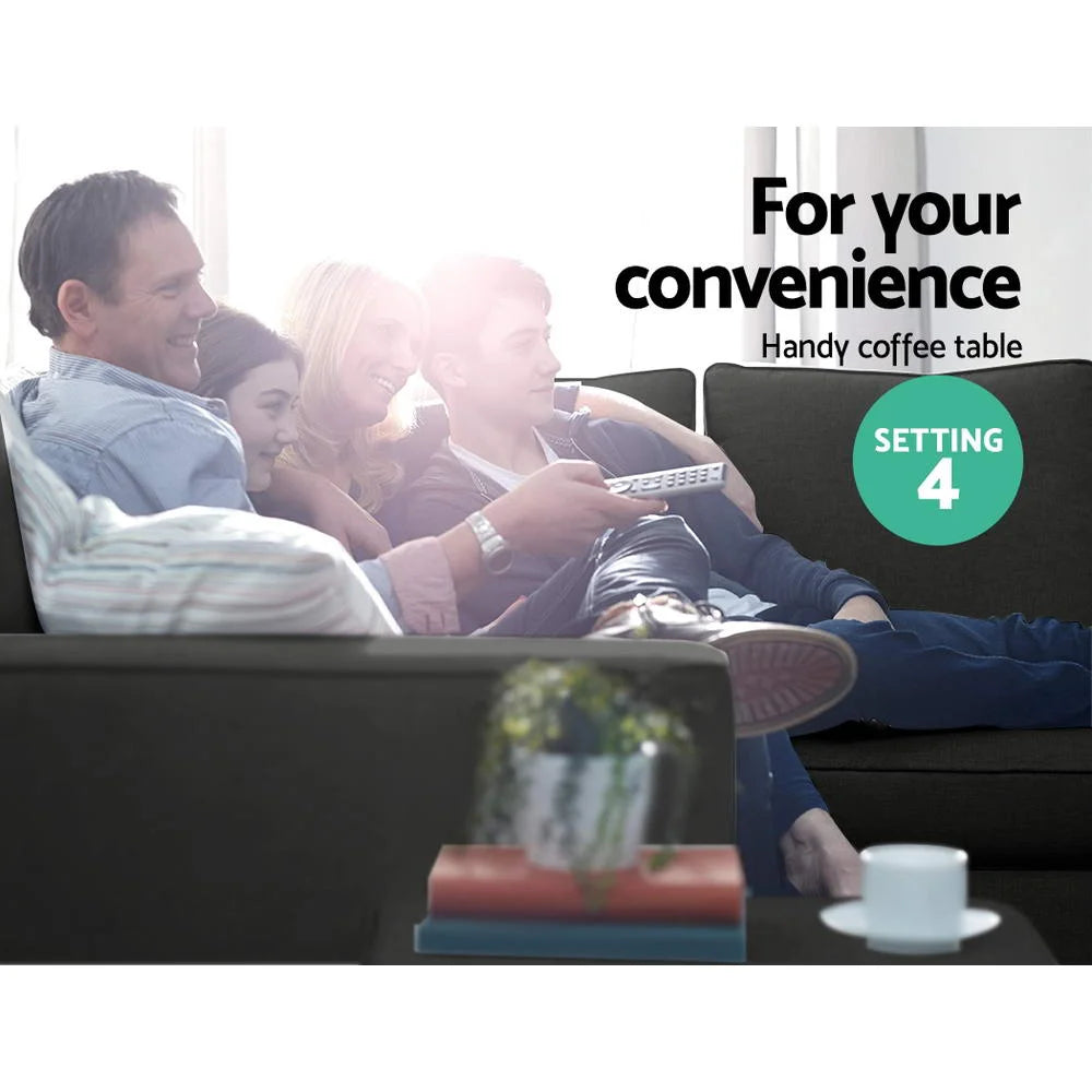 Sofa Lounge Set 4 Seater Chaise Chair Couch Fabric Dark