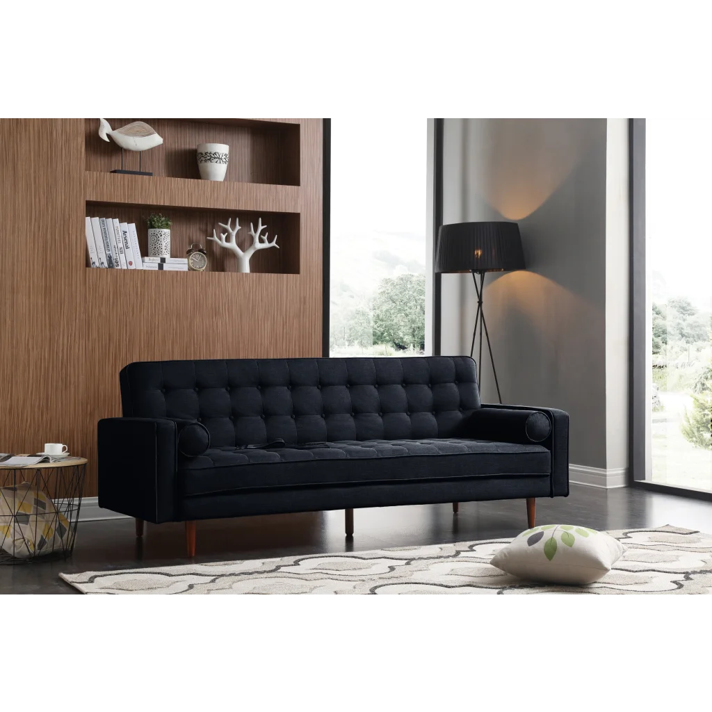 Sofa Marcella Black Velvet Fabric - New Arrivals