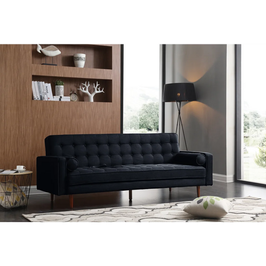 Sofa Marcella Black Velvet Fabric - New Arrivals
