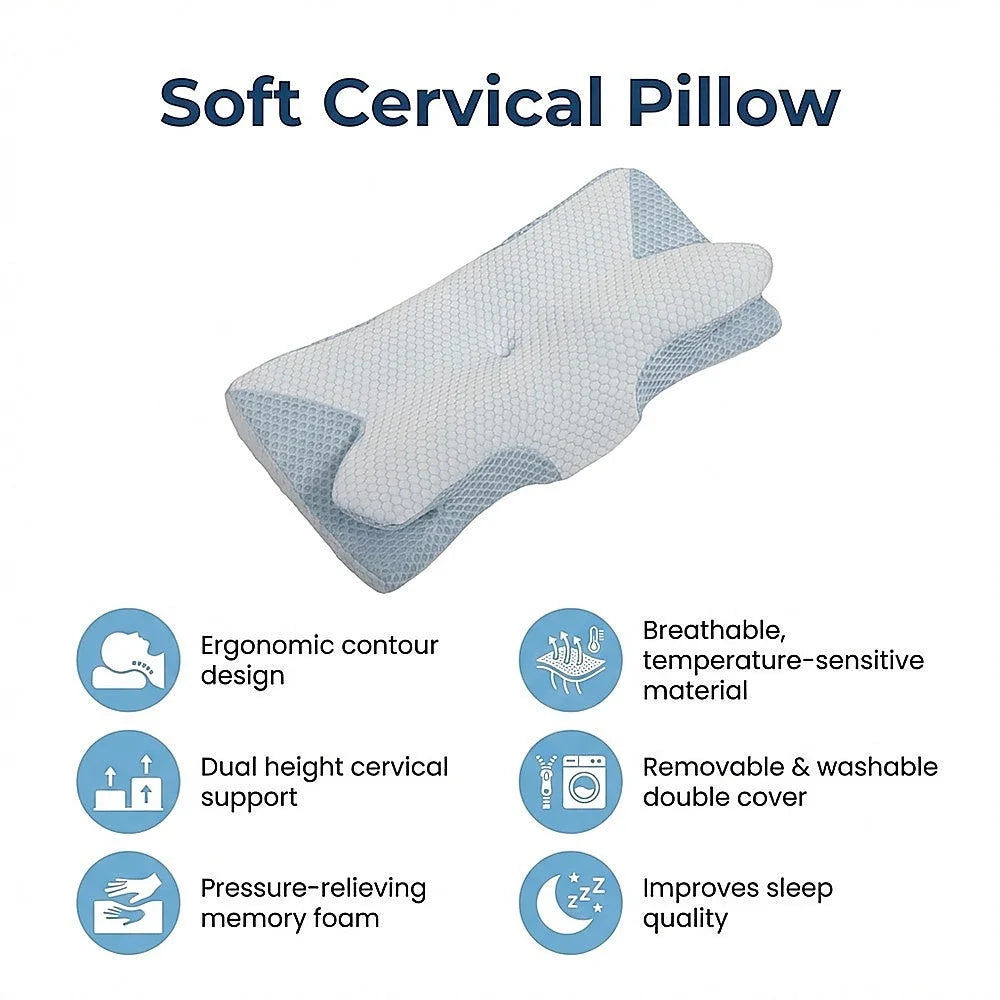Soft Cervical Pillow for Neck Pain Relief Memory Foam