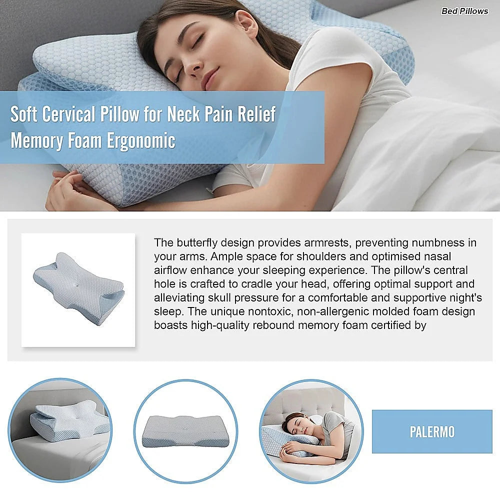 Soft Cervical Pillow for Neck Pain Relief Memory Foam