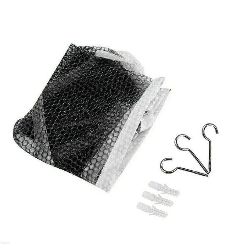 White mesh outdoor hammock with portable hammock cloth and gathered ends