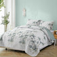 Soft leafey bloom Quilted 3 Pc Bedspread & Pillow Cover Set