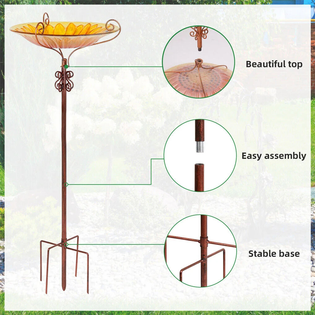 Solar Bird Bath Feeder Fountain Deck Post Mount - Home &
