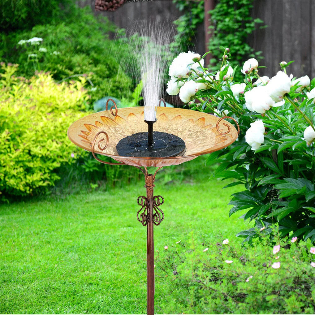 Solar Bird Bath Feeder Fountain Deck Post Mount - Home &
