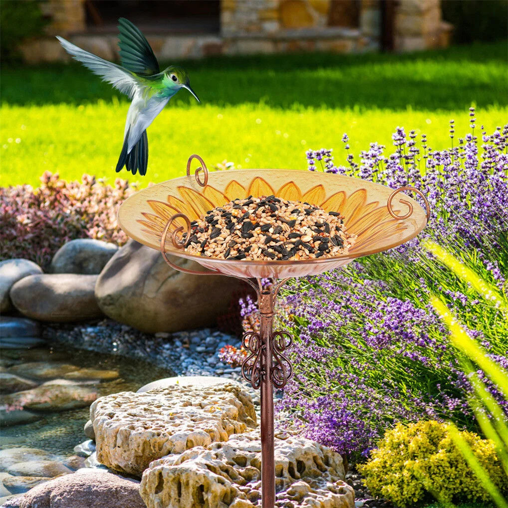 Solar Bird Bath Feeder Fountain Deck Post Mount - Home &