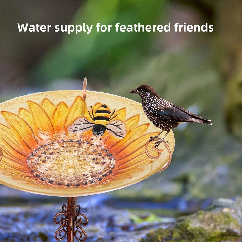 Solar Bird Bath Feeder Fountain Deck Post Mount - Home &